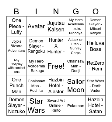 Planet Anime Bingo Card