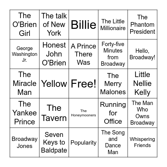 GEORGE M. COHAN Bingo Card