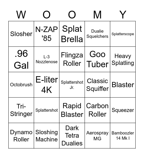 Splatoon 3 Bingo (Back in the Day...) Bingo Card