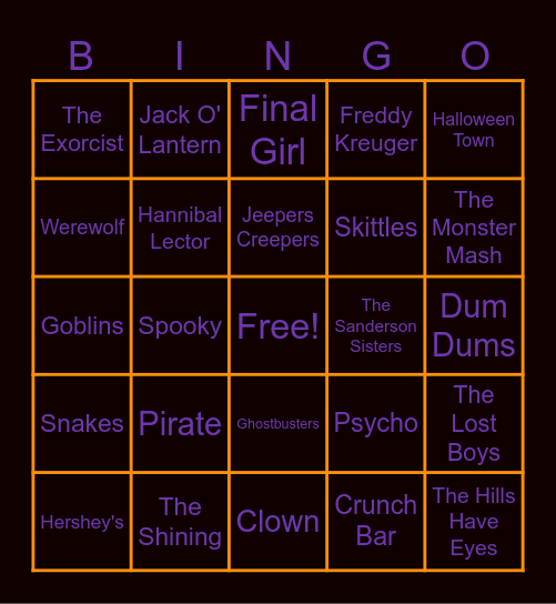 Halloween BINGO Card
