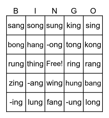 GLUED SOUNDS -NG Bingo Card