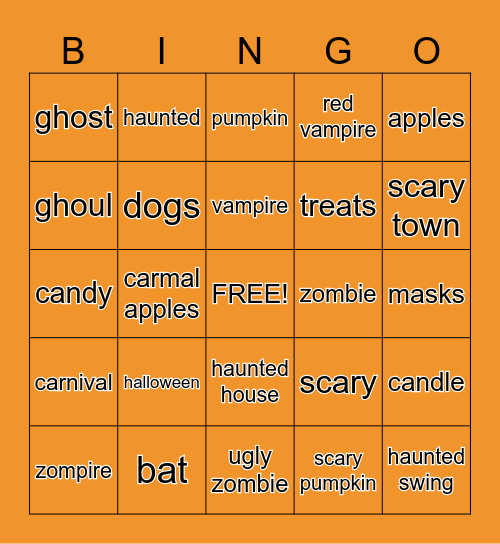 Halloween bingo Card