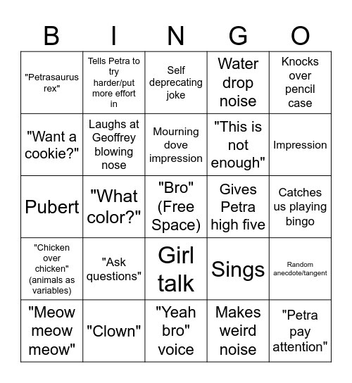 Kussner Bingo Card