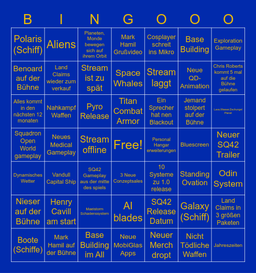 CitizenCon 2954 Bingo Card