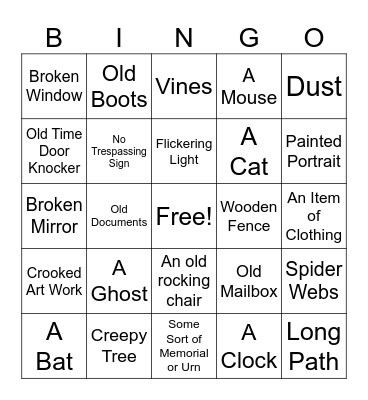 Haunted House BINGO Challenge! Bingo Card