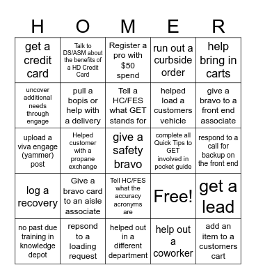 Front End Bingo Card