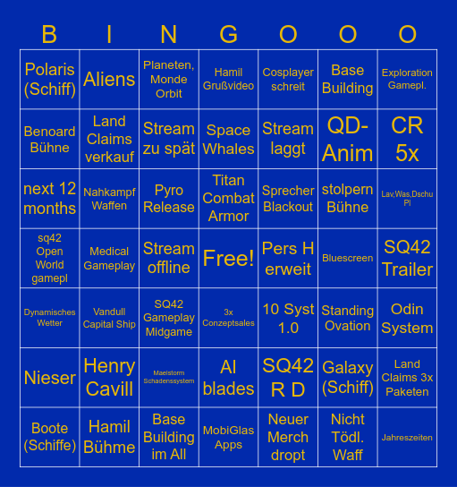 CitizenCon 2954 Bingo Card