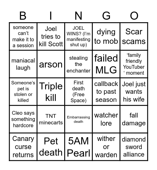 Life series Bingo Card