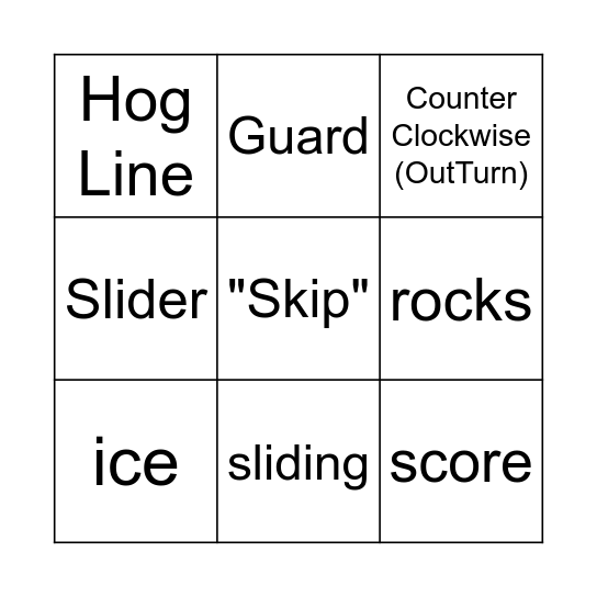 Curling Bingo Card