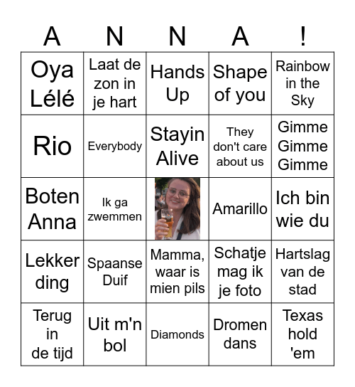 Anna 30 jaar Bingo Card