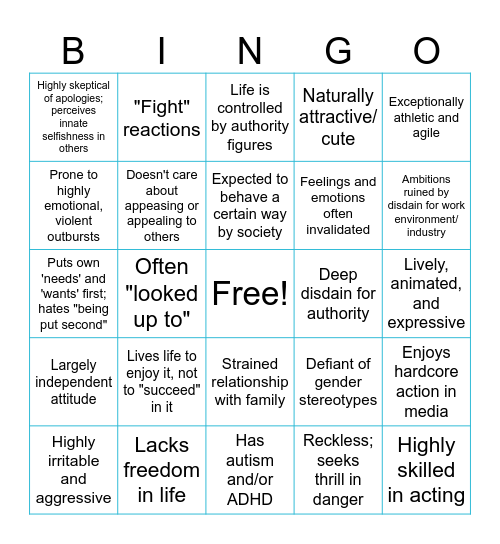 Ono Izumi Kinnie Bingo Card