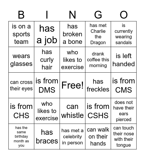 HOPE Squad- Find someone who... Bingo Card