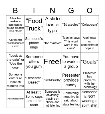 BYOW Bingo  Bingo Card