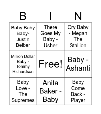 Baby Shower Bingo Card