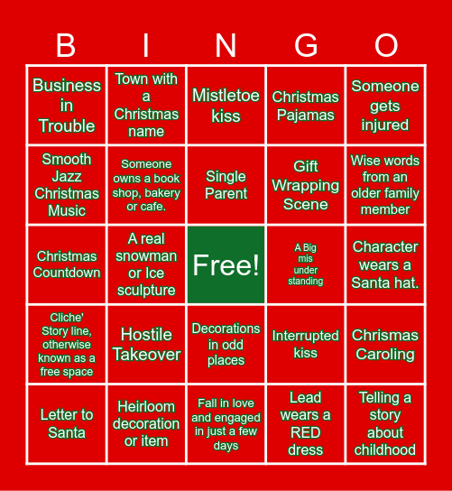 Christmas Hallmark Movies 2025 Bingo Card
