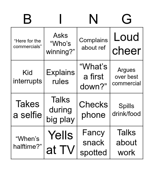 People Watchers Bingo #1 Bingo Card