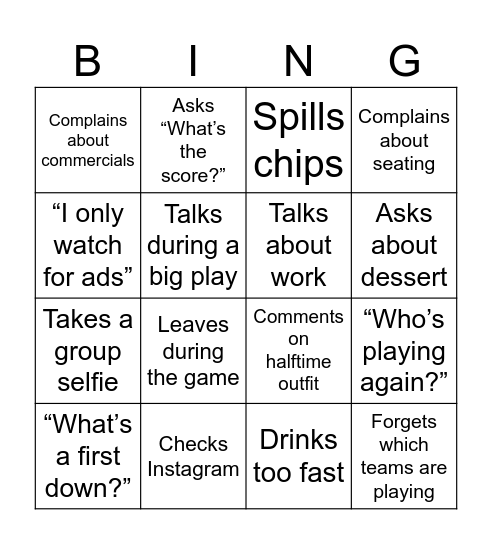 People Watchers Bingo #2 Bingo Card