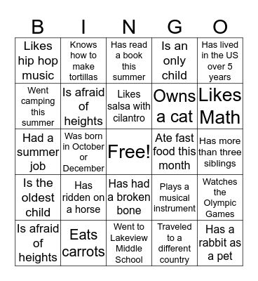 Bridging ENL Bingo Card