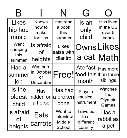 Bridging ENL Bingo Card
