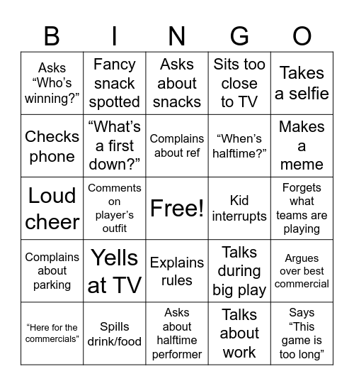 People Watchers Bingo #1 Bingo Card