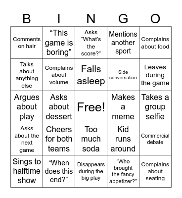 People Watchers Bingo #2 Bingo Card