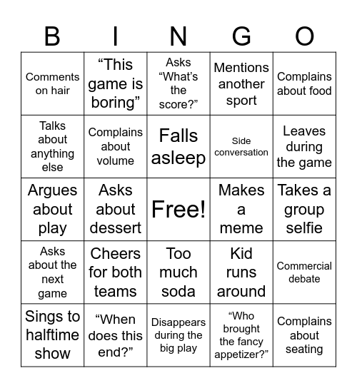 People Watchers Bingo #2 Bingo Card