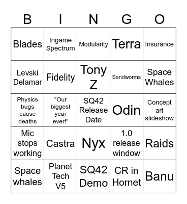 CItizenCon 2954 Bingo Card