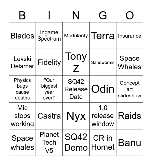 CItizenCon 2954 Bingo Card