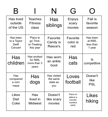 CSI Halloween Bingo Card