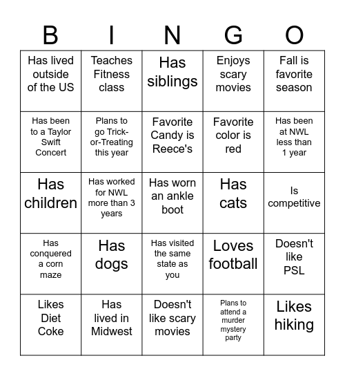 CSI Halloween Bingo Card