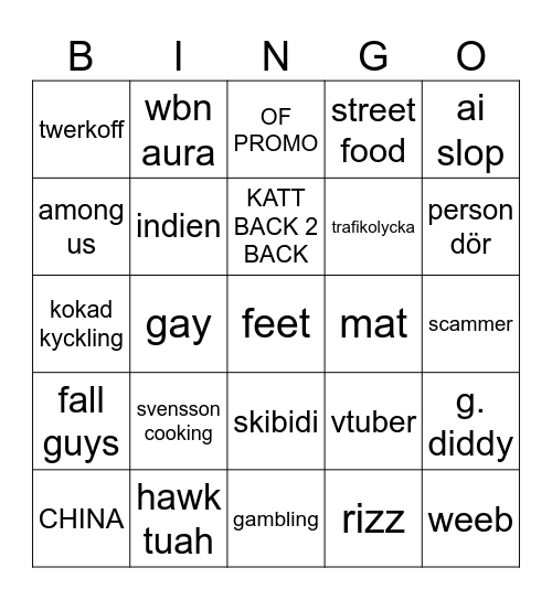 SVENSSON REELS BINGO Card