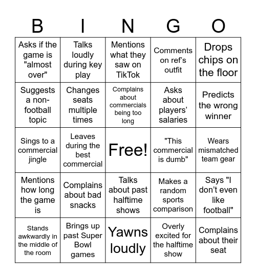 People Watchers Bingo #4 Bingo Card