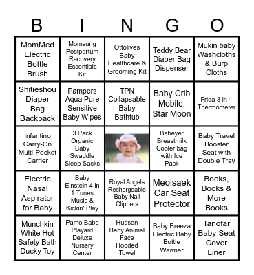 Nancy and Cesar's Baby Shower Bingo Card
