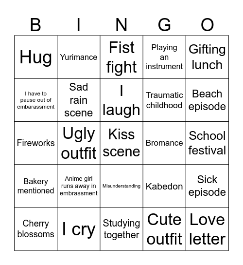 Fruits basket Bingo Card