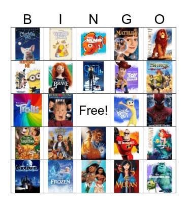 Disney Movies Bingo Card