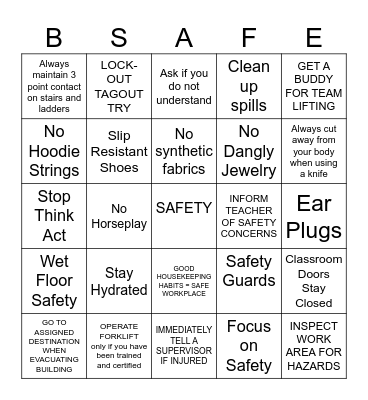 SAFETY BINGO Card