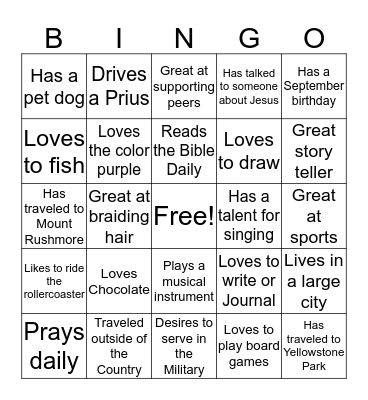 Getting to Know You BINGO Card
