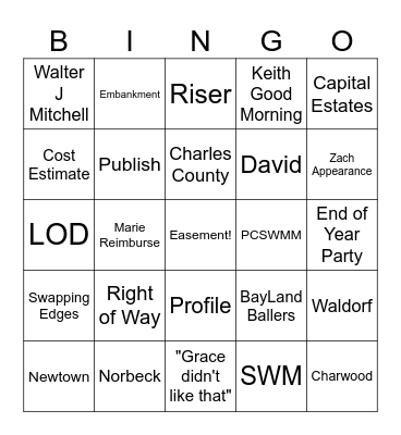 Corner Bingo Card