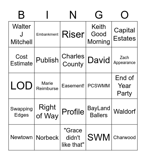 Corner Bingo Card