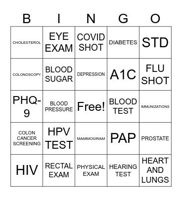 Medical Bingo Card