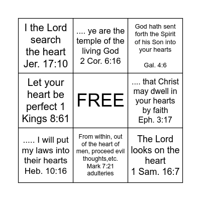 My Heart -- Christ's Home Bingo Card