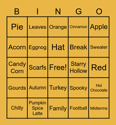 Fall Bingo Card