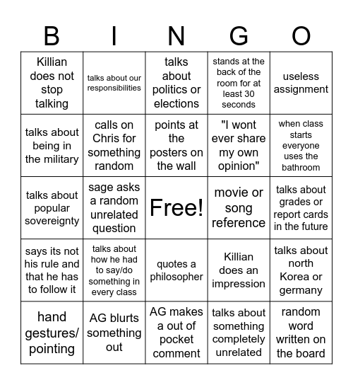 Updated Civics Bingo Card