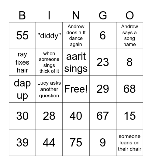 8B bingo for Sherry n i Bingo Card