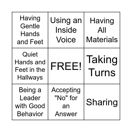 Lunch Bingo Card