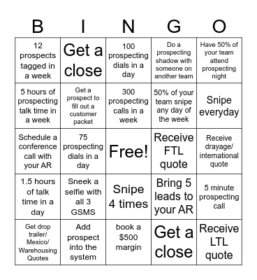 Prospecting BINGO Card