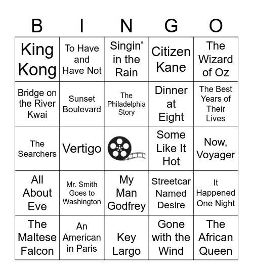 Classic Films Bingo Card