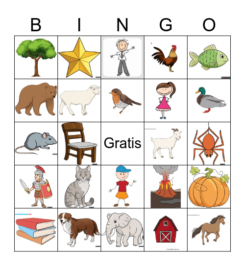 Latin Bingo Card