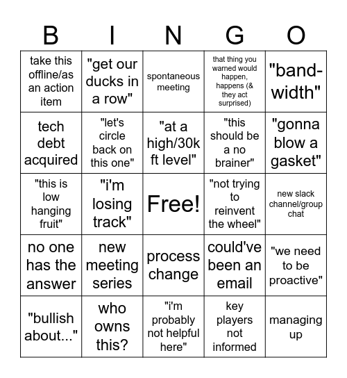 Meeting Bingo Card