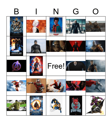 Marvel Bingo Card